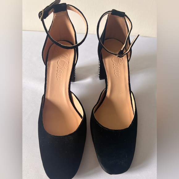 J.Crew Maisie Black Crystal Studded Velvet Heels - Picture 7 of 12